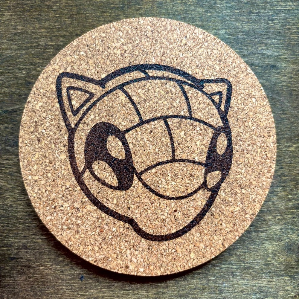 Pokemon Sandshrew Face Laser Engraved Cork Coaster